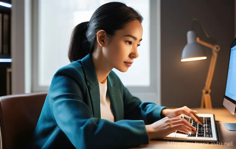번역사 인터뷰 준비 요령 - **AI-Assisted Human Translator in a Modern Workspace:**
A focused professional translator, a wom...
